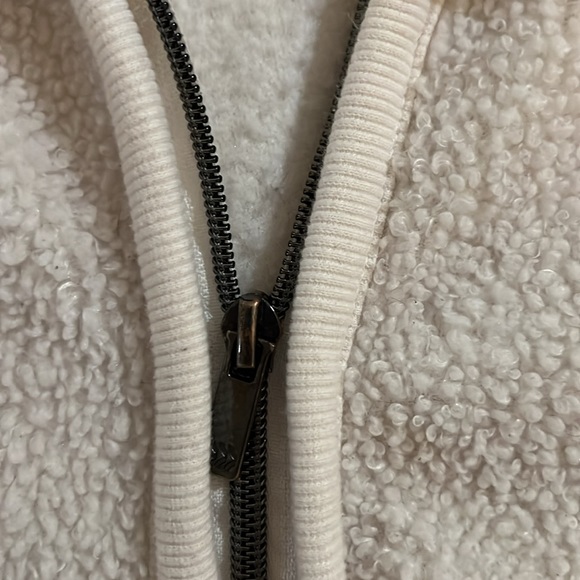 White Fleece Zip Up Jacket - Picture 3 of 8